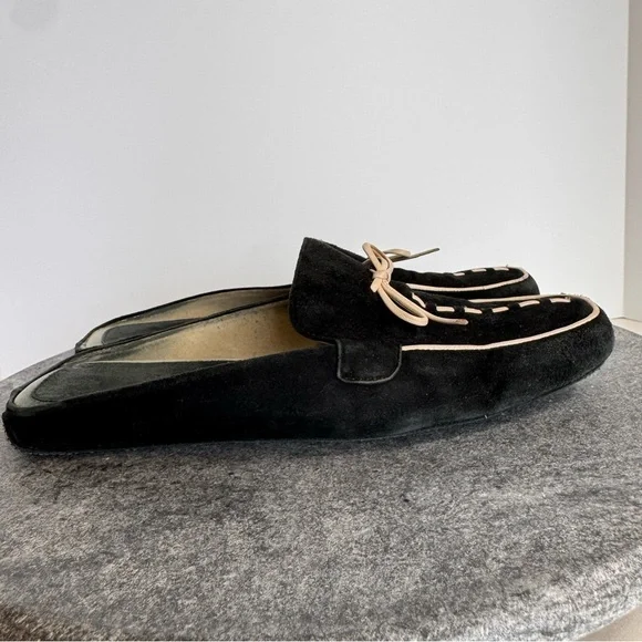 Vintage Leather Suede Black White Cole Haan Mules Flats 7 - Picture 3 of 14
